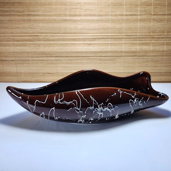 Vintage Vase Planter Beauceware Canada TV Top Ceramic Variegated Brown MCM - Picture 9 of 9